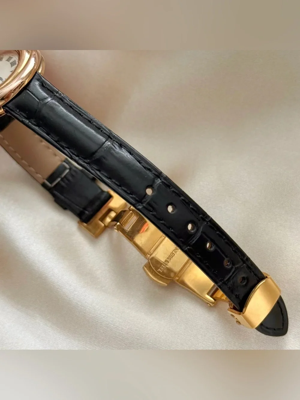 AUTHENTIC RARE VINTAGE CARTIER TRINITY BLACK LEATHER WATCH - WITH BOX - Picture 5 of 16